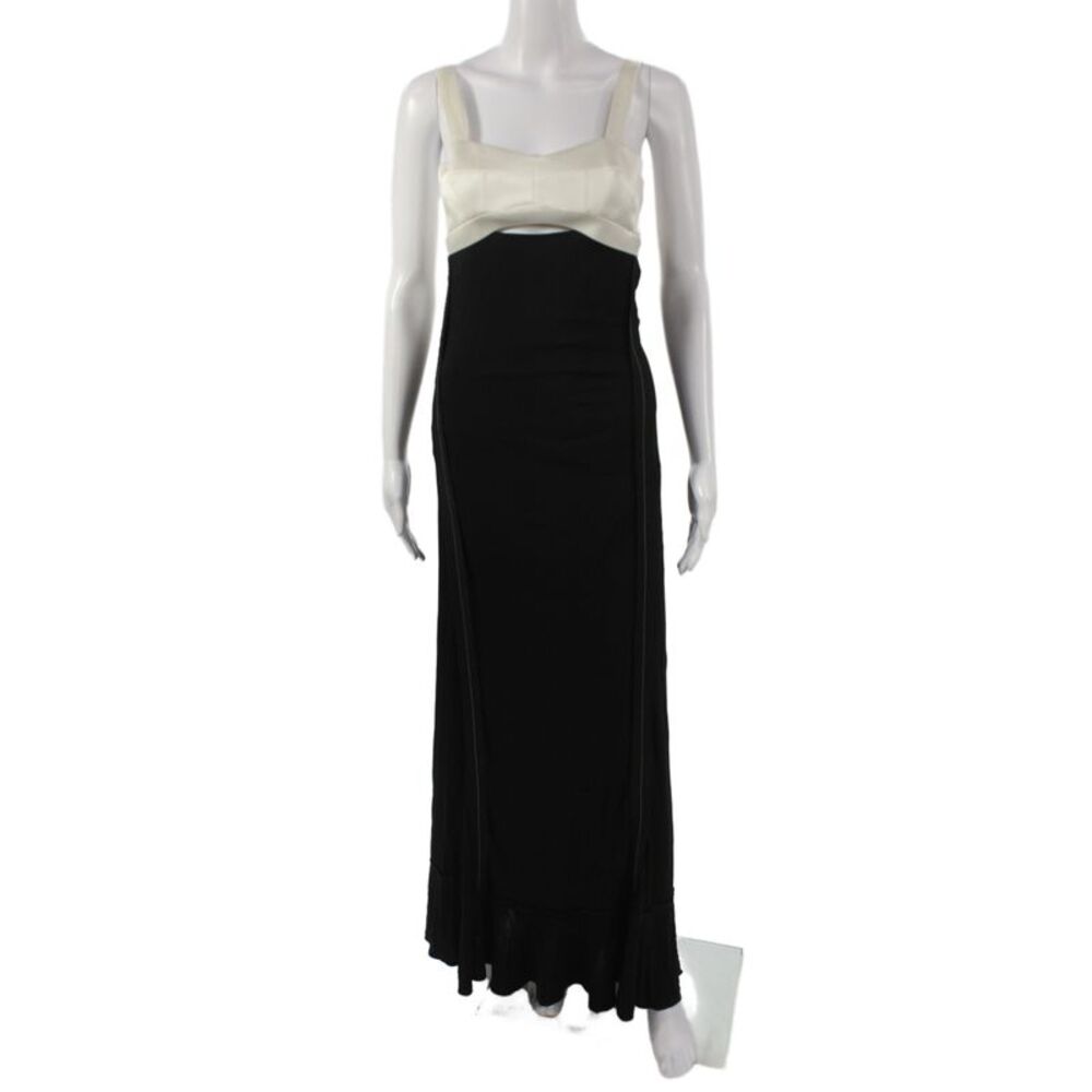 Victoria Beckham Women Maxi Bodycon Dress Black Square Neck Sleeveless Size 2